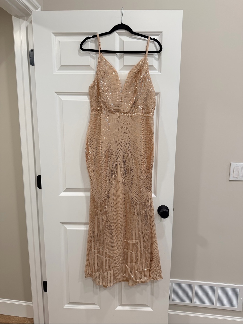 Beaded (sequins) Champagne Maxi Dress NWT